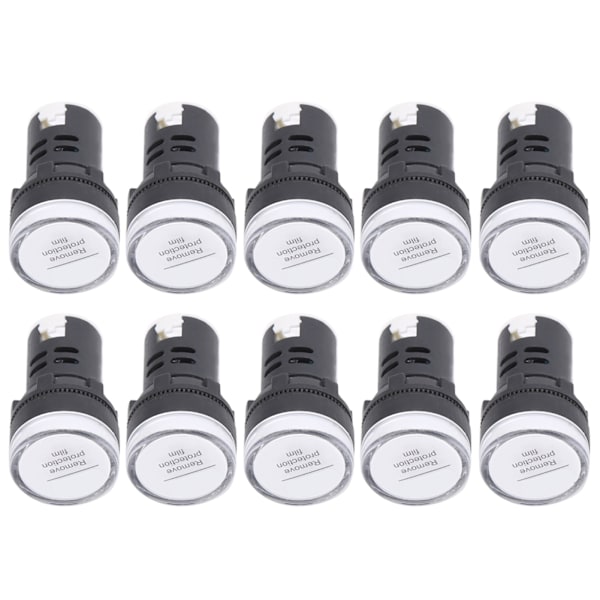 10st AD16‑22DS LED-signalljus Vit Indikator för hög ljusstyrka Utrustning AC/DC12V