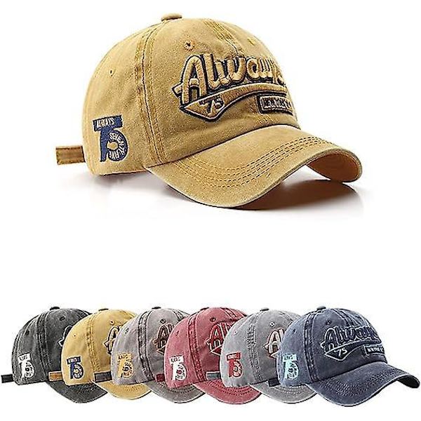 Retro herre vasket & åndbar baseball cap - justerbar sommerhat (56-60cm)