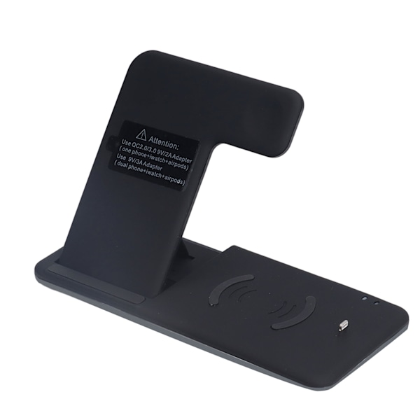 4 i 1 trådløs lader Qi-sertifisert trådløs ladestasjon for IPhones for IOS Watch Black