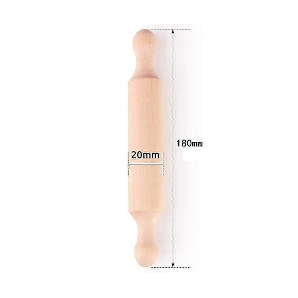 7 tommer Mini Kagerulle i Træ Lang Køkkenbage Kagerulle Lille Dejrulle kompatibel med Børn Fondant Dej