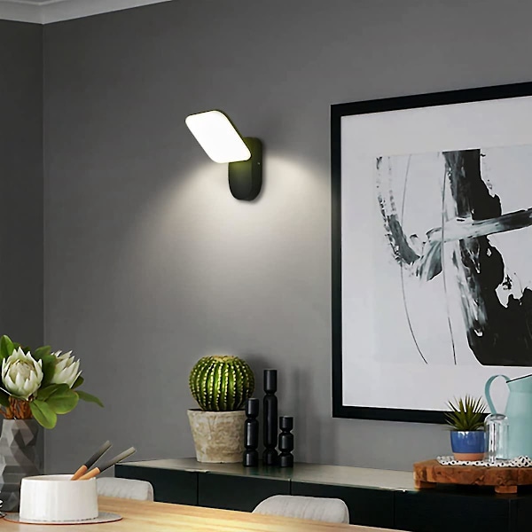 12W LED Vægskinne Indendørs Udendørs Huat Nedhængt Vægskinne Moderne LED Vandafvisende IP65 Aluminium Vægskænke til Stue Trappe Gang Have (Sort