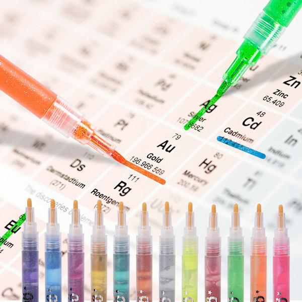 12 st glitterpennor set miljövänlig vattentät skrivmaterial konstmaterial