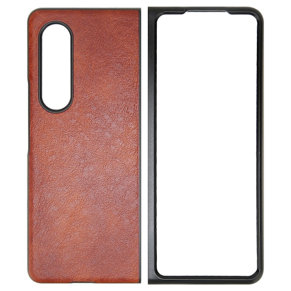 Business PU Läder Telefonfodral för Galaxy Z Fold 3 Reptålig Fällbar Skärm Telefonfodral Kaffe