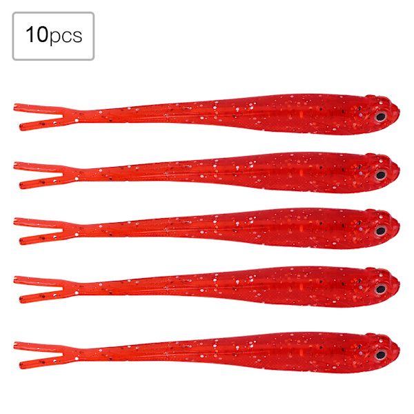 10 stk. ferskvands- og saltvands-PVC-fiskeagn 13 cm naturtro bløde lokkemad (rød)
