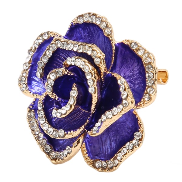 Elegant Blomma Brosch Pin Strass Kronblad Kläder Tillbehör Blossom Flower Brosch Pin Blåaktig Lila