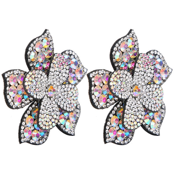 2 stk Crystal Diamond Patches Applikasjoner Klistremerker Blomster Klær Sko Dekorasjon DIY AccessoryAB Farge