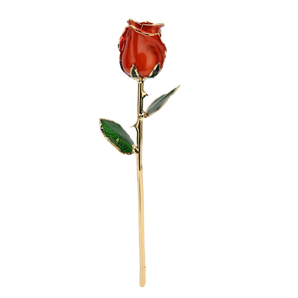 24K gullforgylt rose - utsøkt dekorativ gullbelagt dyppet rose med stativ for valentinsdag, jul, morsdag, oransje