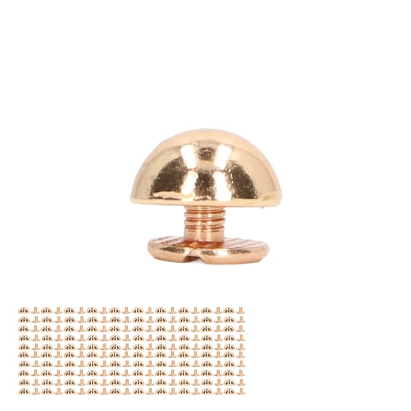 8 mm 100 set lädernitarsats rund svampform galvanisering dekorativa nitar Rörformade metalldubbar för DIY Craft Gold