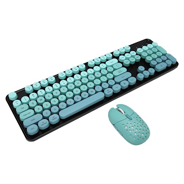Trådlöst tangentbord och mus Combo 2.4G trådlöst läge Enkelt att använda Retro Punk-tangentbord med 3 DPI justerbar spelmus blandad färg Blå