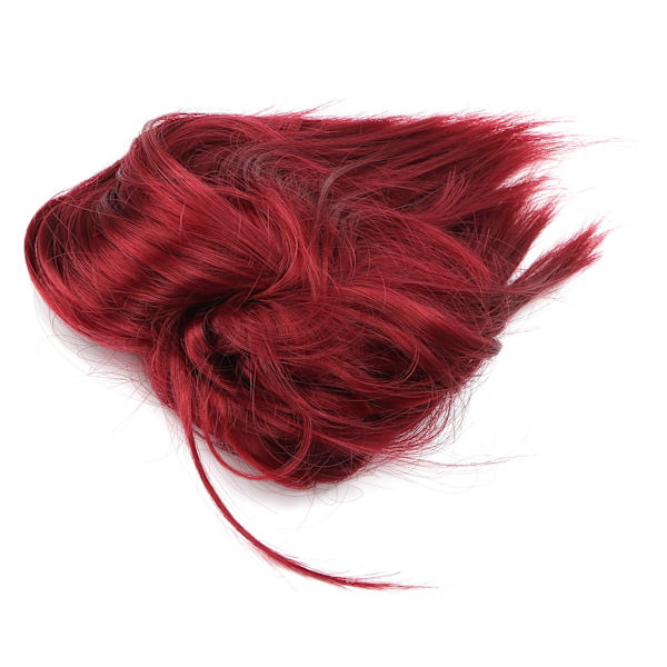 Fasjonabelt rotete bolle-hårstykke med bånd tykt rufsete updo syntetisk hår Scrunchies forlengelse for kvinner jenterQ17-Burg