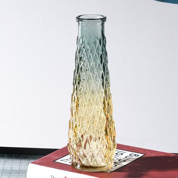 Vintage Relief Transparent Dekorativ Vase Hydroponic Flower Arrangement Glass Vase
