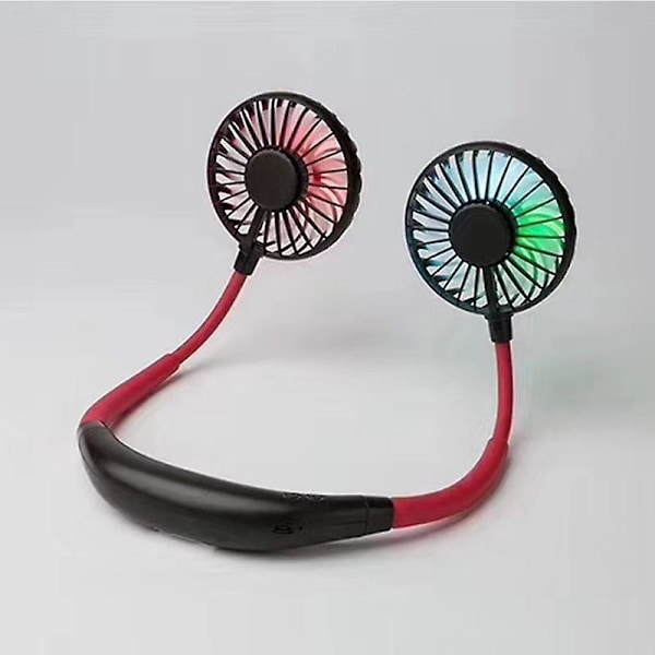 Bærbar Mini Vifte, Mini USB Vifte, USB Oppladbar Bærbar Mini Vifte Sports Vifte Personlig Nakkevifte 3, svart rød, 190*230*30mm