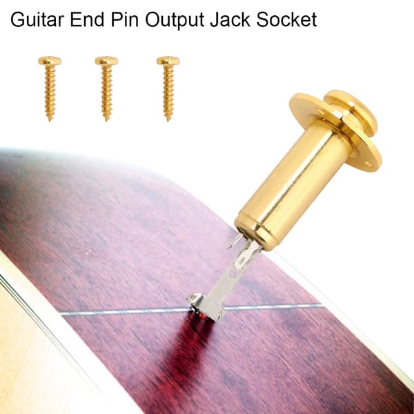 Holdbar Metal End Pin 6,35 mm 1/4\" Output Jack Socket til Akustisk Elektrisk Guitar (Guld)