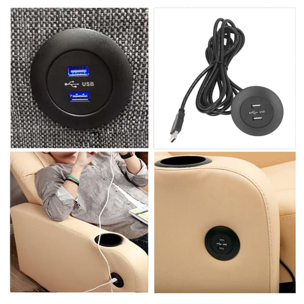 Musta uppoasennettava kaksois-USB-latauspistoke - 1 kpl
