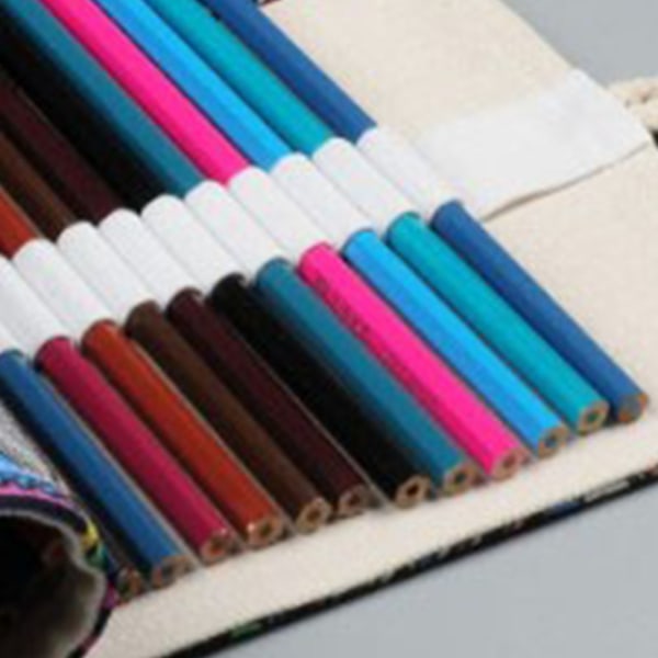 Pencil Wrap Roll Up 72 spor Lilla Etnisk stil Myk tykk lerret Pen Gardin for kunstner forfatter barn