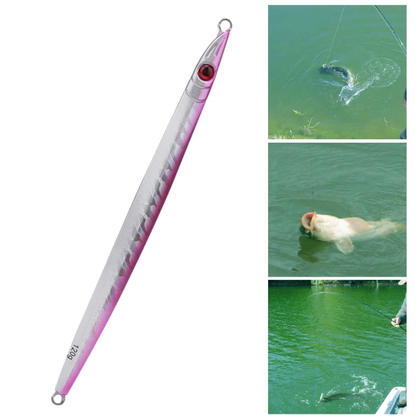 Vertikala jiggar Ljusande Långsamt Jiggar Lure Hårt Fiskbete för saltvattensfiske i sötvatten (3#rosa + självlysande rand)