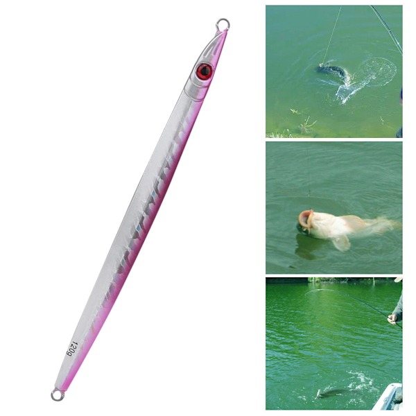 Vertikale pilker Lysende sakte jigging lokker hardt fiskeagn for saltvannsfiske i ferskvann (3#rosa + lysende stripe)