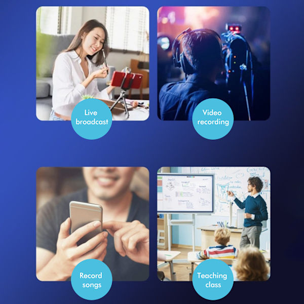 Trådlös Lavalier-mikrofon Plug Play Trådlös Bluetooth mikrofon med intelligent brusreducering för telefonvideoinspelning Live Vlogg
