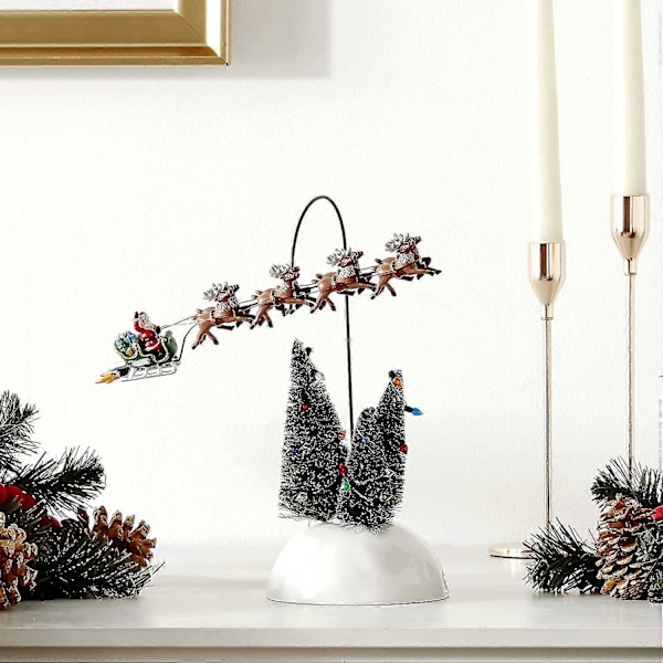 Julsemesterby Animerad Flammande Släde Tillbehör Figurin