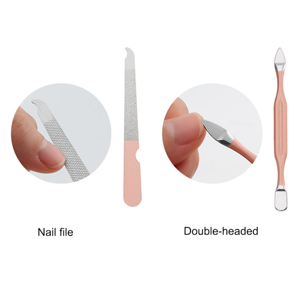 Nagelklippare set 7 i 1 bärbar manikyr i rostfritt stål pedikyr set med case för hemresesalong roséguld