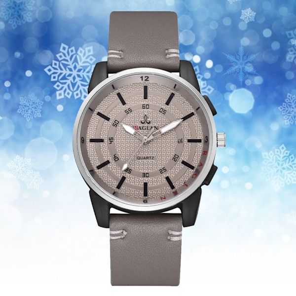 Män Enkel Snygg Quartz Analog PU-läderarmbandsur Business Watch (grå)