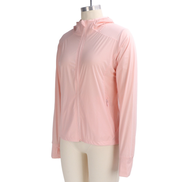 Dam solskyddshuva Fashionable Outdoor Andningsbar Långärmad UV-skyddsjacka (Rosa) S