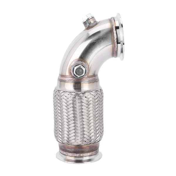 3 tommer stål V-bånd til V-bånd Downpipe Lav 90 grader med flexbælg O2-studser stik