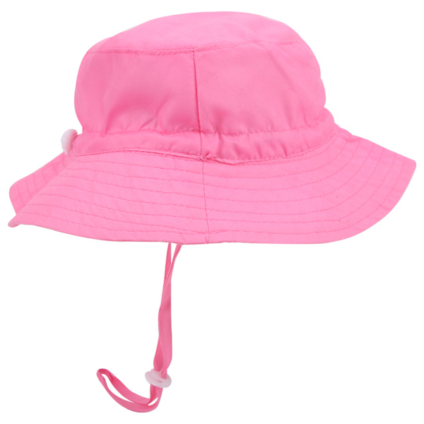 Barnas solhatt med justerbar vindtett stropp trykt strandlue solhatt for barn rosa S (46-50)