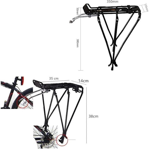Bagagebærer til cykel, bagmonteret cykelholder til tungere mountainbike-læs