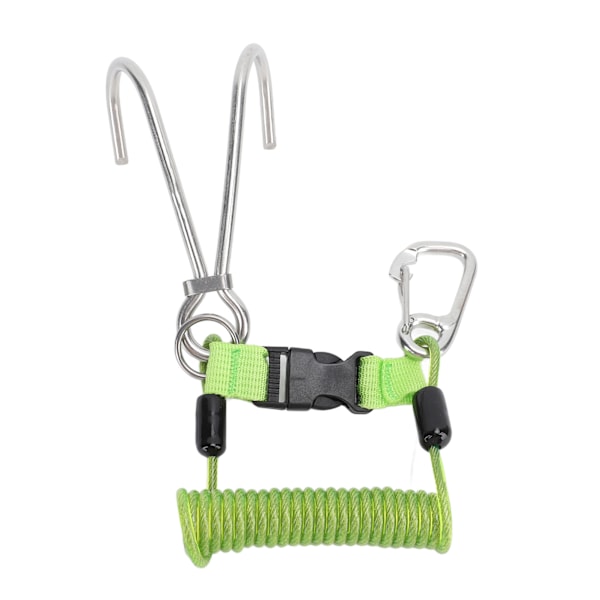 Spring Coiled Diving Hook Stainless Steel Double End Snap Clip with Quick Release Buckle Diving Accessories Green