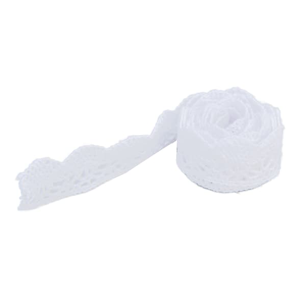 Spetsband DIY Bomullsnät 2 cm Bredd 20 Yards Elegant Tyllspetskant för Gardin Kläder Duk Presentförpackning Vit