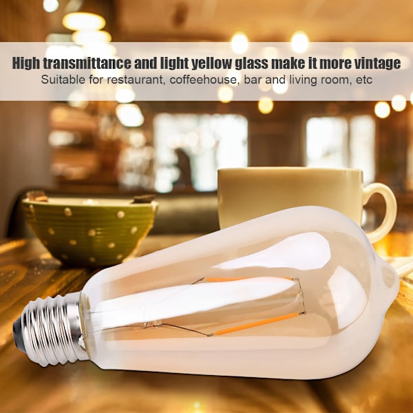 E27 Brun Glas Retro LED-lampa Glödlampa Belysning Dekoration för Kaffehus 2W