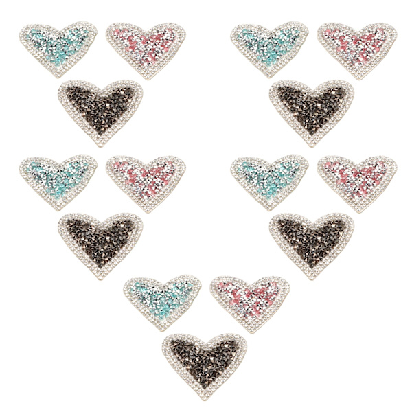 15 stk skinnende patch hjerteform Stryg på stilfulde glitter applikationer til tøj DIY Craft reparation dekoration