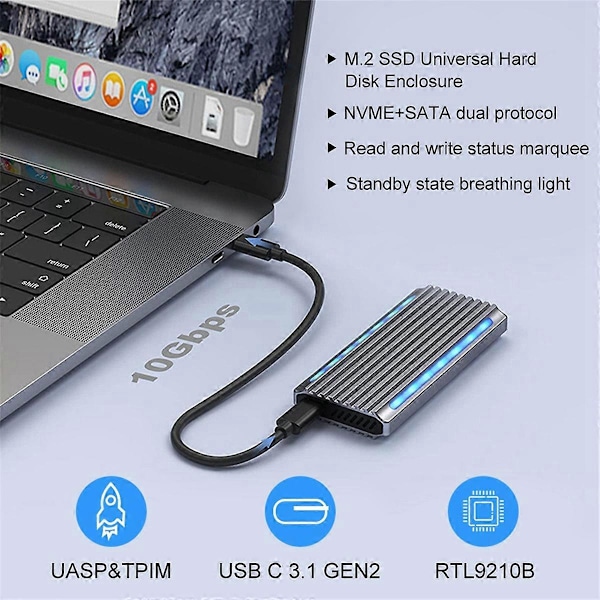 M.2 NVMe NGFF SSD Kabinet USB 3.1 Type-C 10Gbps SATA HDD Boks 2230