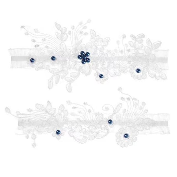 Brudeblonder Strømpebåndsett Blomst Design Komfortabel Stretch Strømpebånd for Kvinner og Jenter