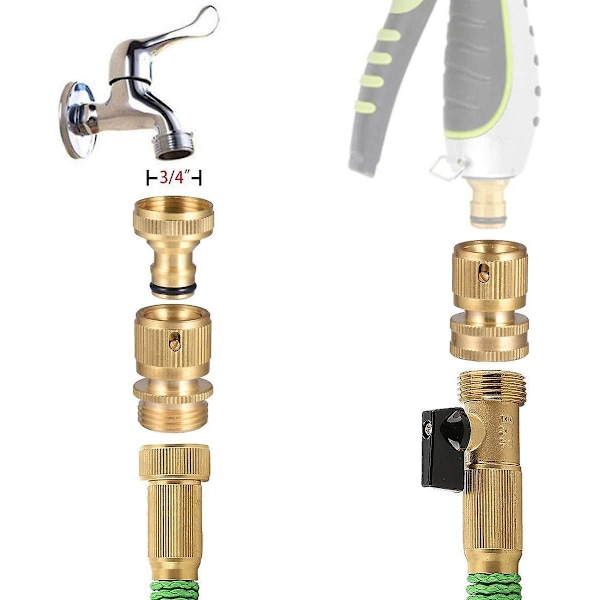 Hurtigkobling til haveslange, massiv messing, hurtigkobling, haveslangefitting, vandslangekoblinger, haveslange