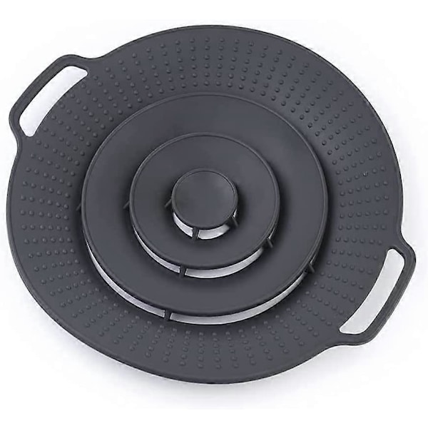 Lock för kastruller Spill Stopper-lock - Tjockare silikon Spill Stopper, FDA-godkända lock för matlagning, BPA-fria Instant Pot-lock, passar öppningar
