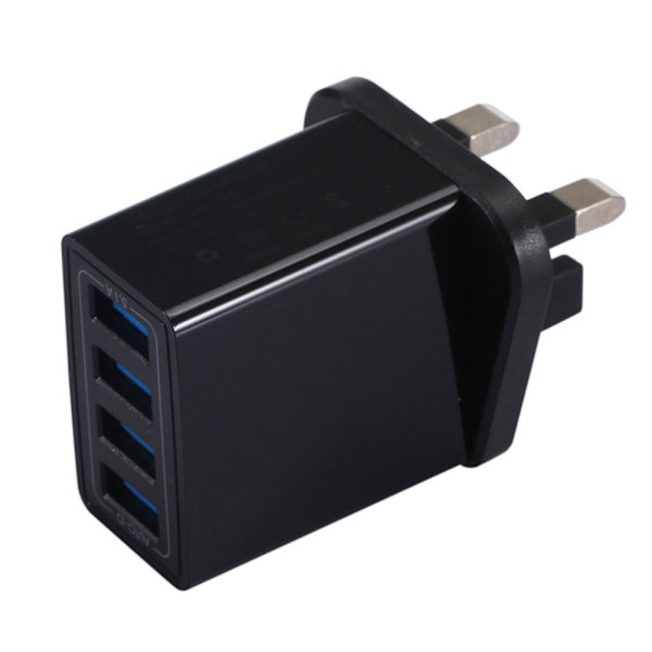 4USB-lader, flere porter, hurtiglader, QC3.0-telefonlader for reiser, 100–240 V