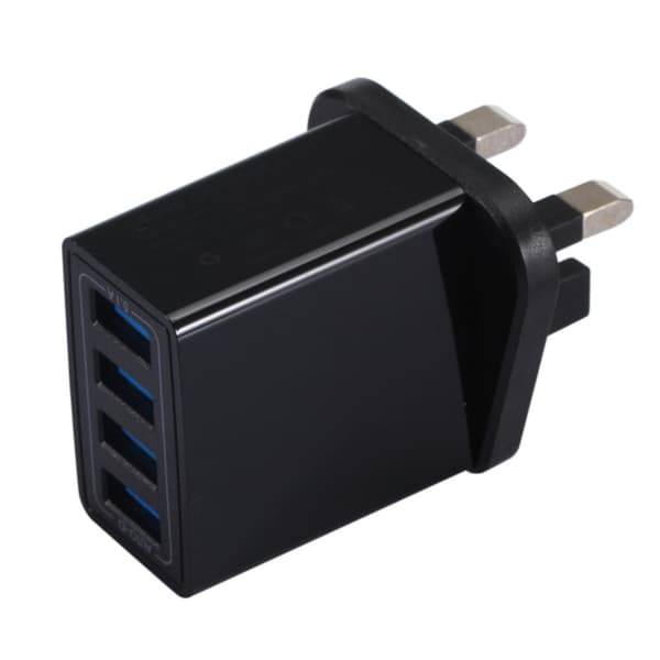 4USB Oplader Flere Porte Hurtig Oplader QC3.0 Telefonoplader til Rejser 100‑240V