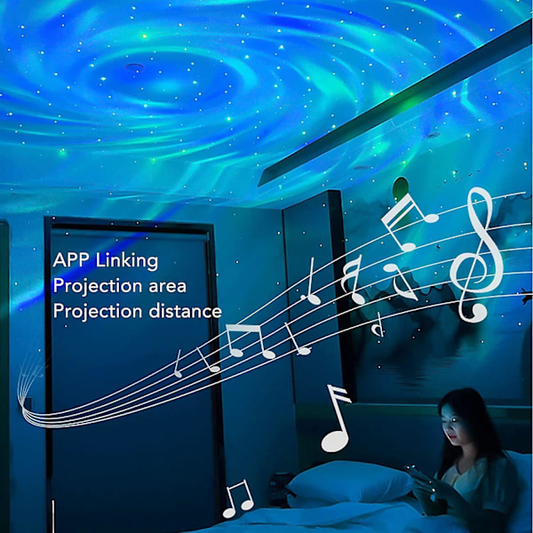 Stjärnprojektor Galaxy Light, Inomhus Box Typ Stjärnprojektor Musikhögtalare USB Laddning 14 Färger Nattlampa Projektor