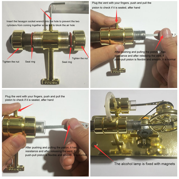Stirling-moottorin malli Ulkoinen polttomoottori Lapset Fysiikka Tiede Koulutus Lelut