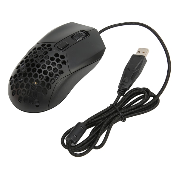 Honeycomb Gaming Mouse RGB Backlight 6 Programmerbare knapper 7200 DPI Letvægts Ergonomisk Wired Gaming Mus til PC Sort