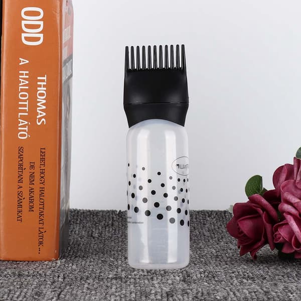 Hårfarveflaske Shampoo Hårfarvningsapplikatorflaske med kam 170 ml (sort)