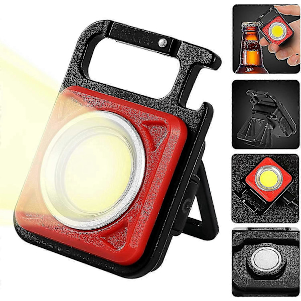Mini LED Lommelygte, Genopladelig LED Arbejdslampe, 800 Lumen Magnetisk Arbejdslampe til Sengebord, Værksted, Nødsituation, Udendørs Lampe Rød_SZXM