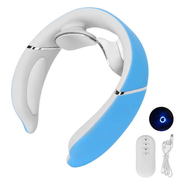 Elektrisk nakkemassager 6 tilstande 16 styrkegear stemmeprompt intelligent nakkerelax massagemaskine blå
