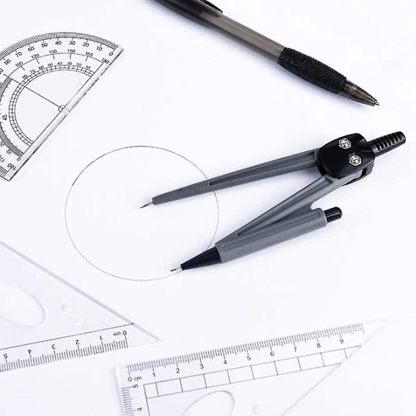 Matematik Geometri Set 8 delar Geometriverktyg Passare Linjal Set Vinkelhakar Geometriska Gradmätare Stiftpennor Suddgummi i Stilren Förvaring