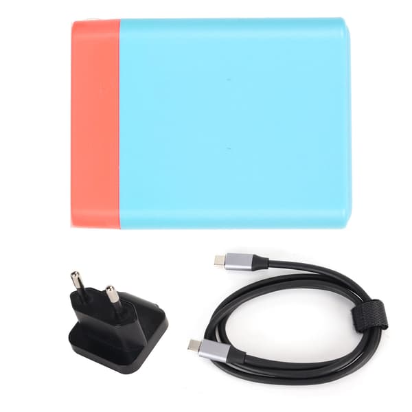 Bärbar dockningsladdareadapter 3 i 1 snabbladdning HD Multimedia Interface PD 65W USB C-laddare för Switch OLED 100‑240V Röd Blå EU-kontakt
