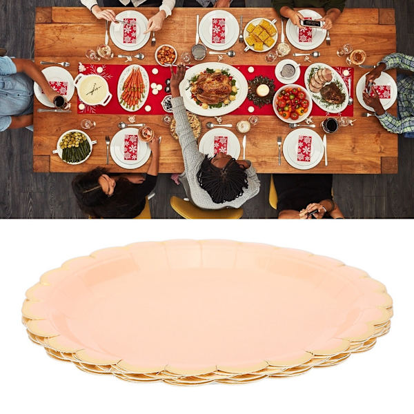 8 stk 7 tommers engangspapir runde tallerken bursdag bryllupsfest forsyninger tallerken servise rosa 8 stk 18 cm / 7 tommer