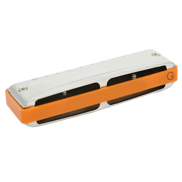 Blues Harmonika 10 hullers Mundorgan G Key Rustfrit Stål ABS Resin Blæseinstrument Orange