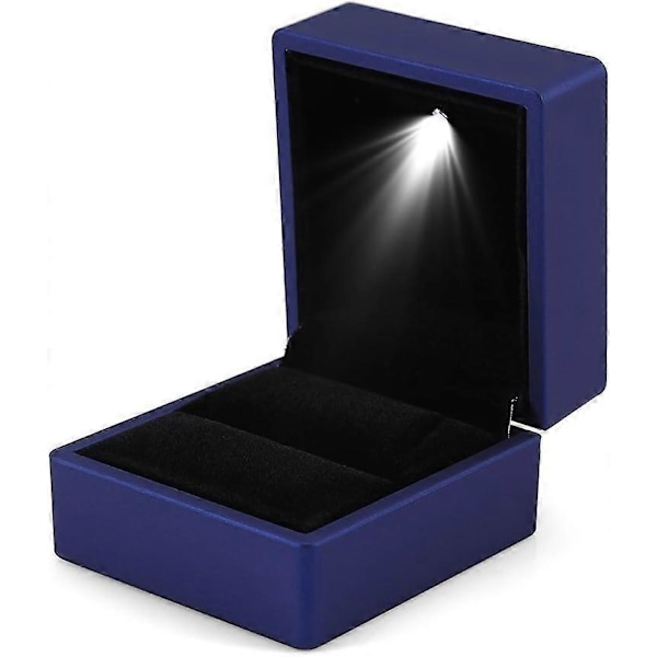 Elegant Ringask med LED-belysning Smyckeskrin Förvaringslåda (Blå)